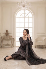 BLACK, GREEN WITH MULTI PRINTED LAWN SUIT WITH VOILE DUPATTA 3Pc (Unstitched)