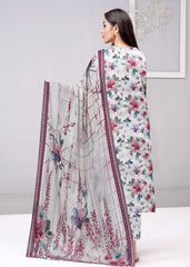 OFF WHITE WITH PASTLE FLOWERS 3pc Premium linen suit with linen dupatta (Unstitched)