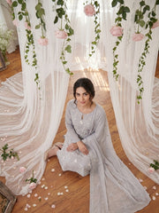 LAVA GRAY Chiffon Embroidered 3Pc Suit (Unstitched)