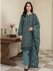 BABY BLUE & BLACK Printed Full Suit (3Pc) suit with Luxury Voile Dupatta(Unstitched)