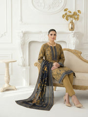 MEHNDI GREEN & NAVY BLUE Premium Swiss Voile 3 PC Printed Suit (Unstitched)