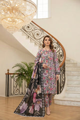 WHITE & BLACK WITH MULTI PRINT Printed Full Suit with Luxury ZARI Dupatta 3pc (Unstitched)