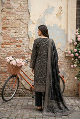 BLACK 3Pc Premium Dhanak Printed Suits (Unstitched)