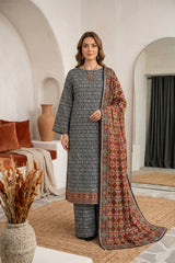 BLACK & WHITE WITH MULTI PRINTED LAWN SUIT WITH VOILE DUPATTA 3Pc (Unstitched)