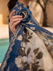 COBALT BLUE Premium Classic Lawn 3pc Suit with Light Weight Voile Dupatta (Unstitched)