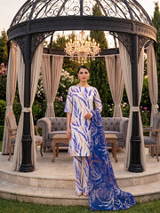SHADES OF BLUE & MULTI COLOR Digital AIR JET DOBBY DORIA SUPREME QUALITY COTTON with Light weight Pure Crinkle Digital Dupatta 3pc Suit (Unstitched)