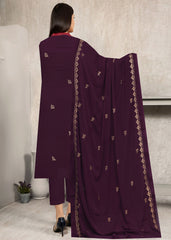 DEEP PLUM AND COPPER Chiffon Embroidered 3Pc Suit (Unstitched)