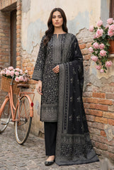 BLACK 3Pc Premium Dhanak Printed Suits (Unstitched)