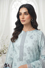 BASE PISTACHIO PERSIAN GREEN & BLACK Floral Digital Printed 3Pc suit with Luxury Voile Dupatta(Unstitched)