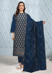 TEAL BLUE AND BRONZE ORGANZA Embroidered and Beads with Hand Work 3Pc Suit (Unstitched)