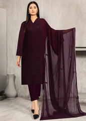 BRINGAL Chiffon Embroidered 3Pc Suit (Unstitched)