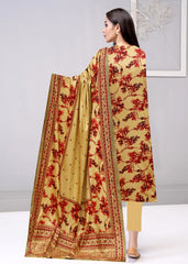 FAWN RED & BLACK 3pc Premium linen suit with linen dupatta (Unstitched)