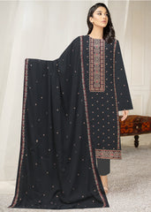 BLACK, RED & BROWN Chiffon Embroidered 3Pc Suit (Unstitched)