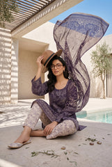 ROYAL PURPLE Premium Digital Lawn Suit with Digital Voile Dupatta 3pc Suit (Unstitched)