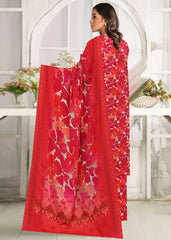 RED PEACH AND CREAM 3pc Premium Doria linen suit with linen dupatta (Unstitched)