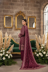 GRAPE PURPLE 3Pc Premium Dhanak Printed Suits (Unstitched)