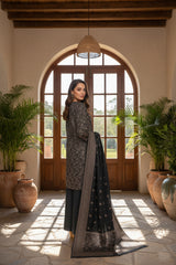 CHARCOAL GREY 3Pc Premium Dhanak Printed Suits (Unstitched)