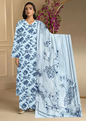 SHADES OF BLUE & GREY 3pc Premium Doria linen suit with linen dupatta (Unstitched)