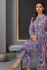 ULTRA VIOLET WITH MULTI PRINTED LAWN SUIT WITH VOILE DUPATTA 3Pc (Unstitched)