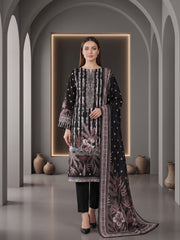BLACK & BROWN Premium Classic Lawn 3pc Suit with Luxury Voile Dupatta (Unstitched)