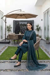EGYPTIAN BLUE Digital Printed Premium Lawn Full suit with Fancy Diamond Dupatta 3pc(Unstitched)