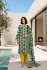 GREEN & YELLOW Premium Digital Lawn Suit with Digital Voile Dupatta 3pc Suit (Unstitched)