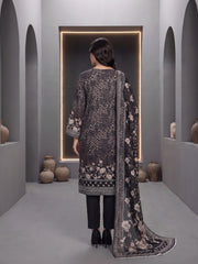 BLACK &  BROWN Premium Classic Lawn 3pc Suit with Luxury Voile Dupatta (Unstitched)