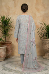 URANIAN BLUE WITH MULTI PRINT Digital Printed 3Pc suit with Luxury Voile Dupatta(Unstitched)