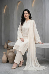SKIN Chiffon Embroidered 3Pc Suit (Unstitched)