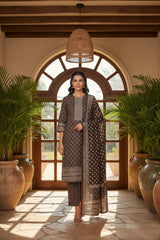 CACAO BROWN 3Pc Premium Dhanak Printed Suits (Unstitched)