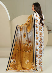 OFF WHITE AND MUSTARD GOLD 3pc Premium linen suit with linen dupatta (Unstitched)
