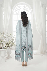 BASE PISTACHIO PERSIAN GREEN & BLACK Floral Digital Printed 3Pc suit with Luxury Voile Dupatta(Unstitched)