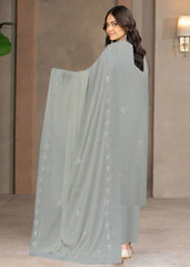 CREAM Chiffon Embroidered 3Pc Suit (Unstitched)