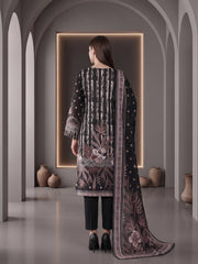 BLACK & BROWN Premium Classic Lawn 3pc Suit with Luxury Voile Dupatta (Unstitched)
