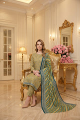 NEON YELLOW & SHADES OF GREEN Digital Printed Premium Lawn 3pc Suit (Unstitched)