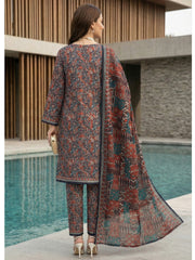MULTI FLORAL PRINTED LAWN SUIT WITH VOILE DUPATTA 3Pc (Unstitched)