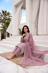 Chiffon Embroidered 3Pc Suit (Unstitched)
