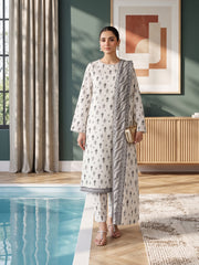 CREAM & BLACK DIGITAL PRINTED PREMIUM LAWN SUIT WITH FINE LAWN DUPATTA 3Pc (Unstitched)