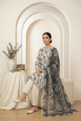 LIGHT GRAY & BLACK Printed Premium Lawn Full Suit 3pc Suit (Unstitched)