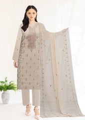 SKIN AND COPPER Chiffon Embroidered 3Pc Suit (Unstitched)