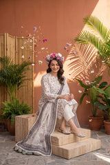 LIGHT LAVENDER WITH MULTI PRINT Digital Printed 3Pc suit with Luxury Voile Dupatta(Unstitched)