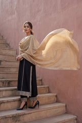 EMBROIDERED SWISS LAWN LACE DIAMOND STONE WORK SHAWL
