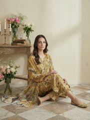 LIME YELLOW WITH MULTI PRINT Printed Premium Lawn Full Suit 3pc Suit (Unstitched)