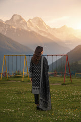 OFF BLACK 3Pc Premium Dhanak Printed Suits (Unstitched)