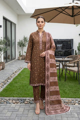 SHADES OF BROWN Digital Printed Premium Lawn Full suit with Fancy Diamond Dupatta 3pc(Unstitched)