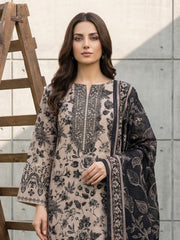 ASH & BLACK Printed Premium Lawn Suit with Voile Dupatta 3pc (Unstitched)