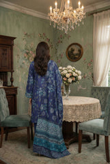 SHADES OF BLUE FLORAL Printed Premium Lawn 3pc Suit (Unstitched)
