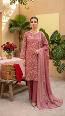 ROUGE PINK Premium Swiss Voile 3Pc Printed Suit (Unstitched)