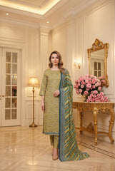 NEON YELLOW & SHADES OF GREEN Digital Printed Premium Lawn 3pc Suit (Unstitched)