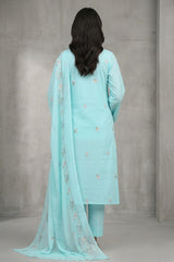PALE TURQUOISE Chiffon Embroidered 3Pc Suit (Unstitched)
